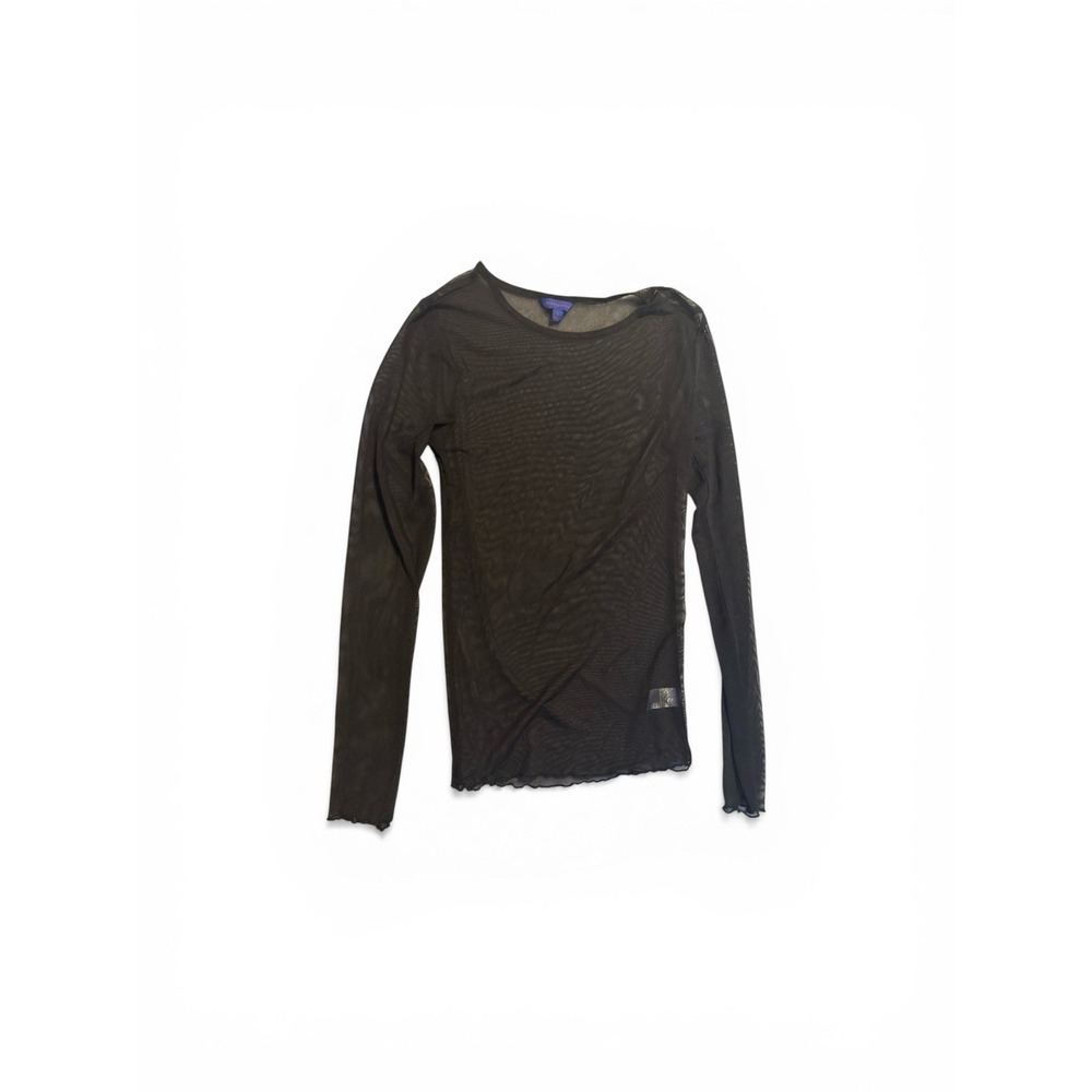 Aeropostale Sheer Mesh Long Sleeve Top Women's Small Black Y2K Stretch Layering